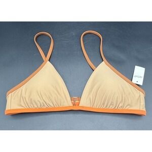 Aerie Triangle Bikini Top M Medium Real Good Orange Trim NWT Adjustable Straps